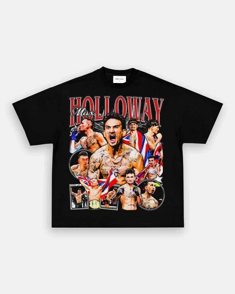 Max Holloway UFC Fighter T-Shirt Vintage MMA Champion Graphic Tee Men
