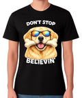 Don’t Stop Believing Dog T-Shirt Funny Golden Retriever Graphic Gift Dog Lover