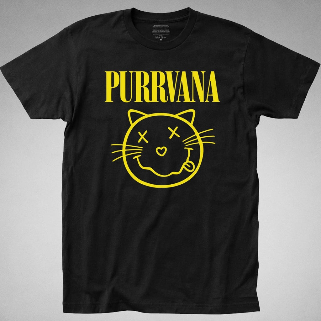 PURRVANA T-Shirt TEE cat grunge kurt funny parody grunge is dead 90s cobain purr