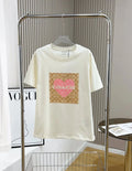 NWT COACH Women’s signature PINK Heart beige White T-shirt COTTON reprint sale !