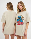 Retro Blue Furry Monster T-Shirt Cute Cookie Lover Graphic Tee Cotton S-5XL
