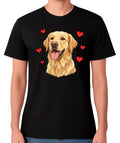 Golden Retriever Love Hearts Graphic Unisex T-Shirt Cute Dog Lover Tee