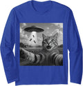 Alien Cat Selfie UFO Gifts - Funny Escape Humor Long Sleeve T-Shirt