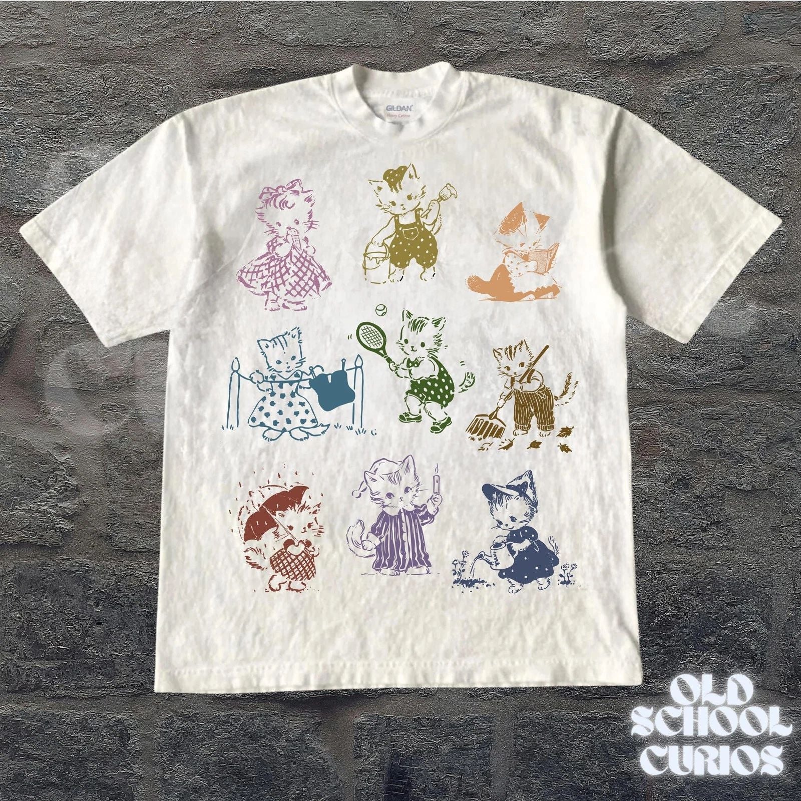 Cat 90s Tattoo Vintage T-shirt  Retro Kitten Cute Shirt  Cat Lovers Gift  Cats