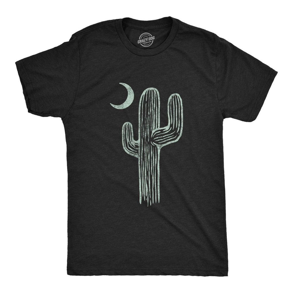 Mens Cactus Moon T Shirt Cute Desert Night Graphic Novelty Tee