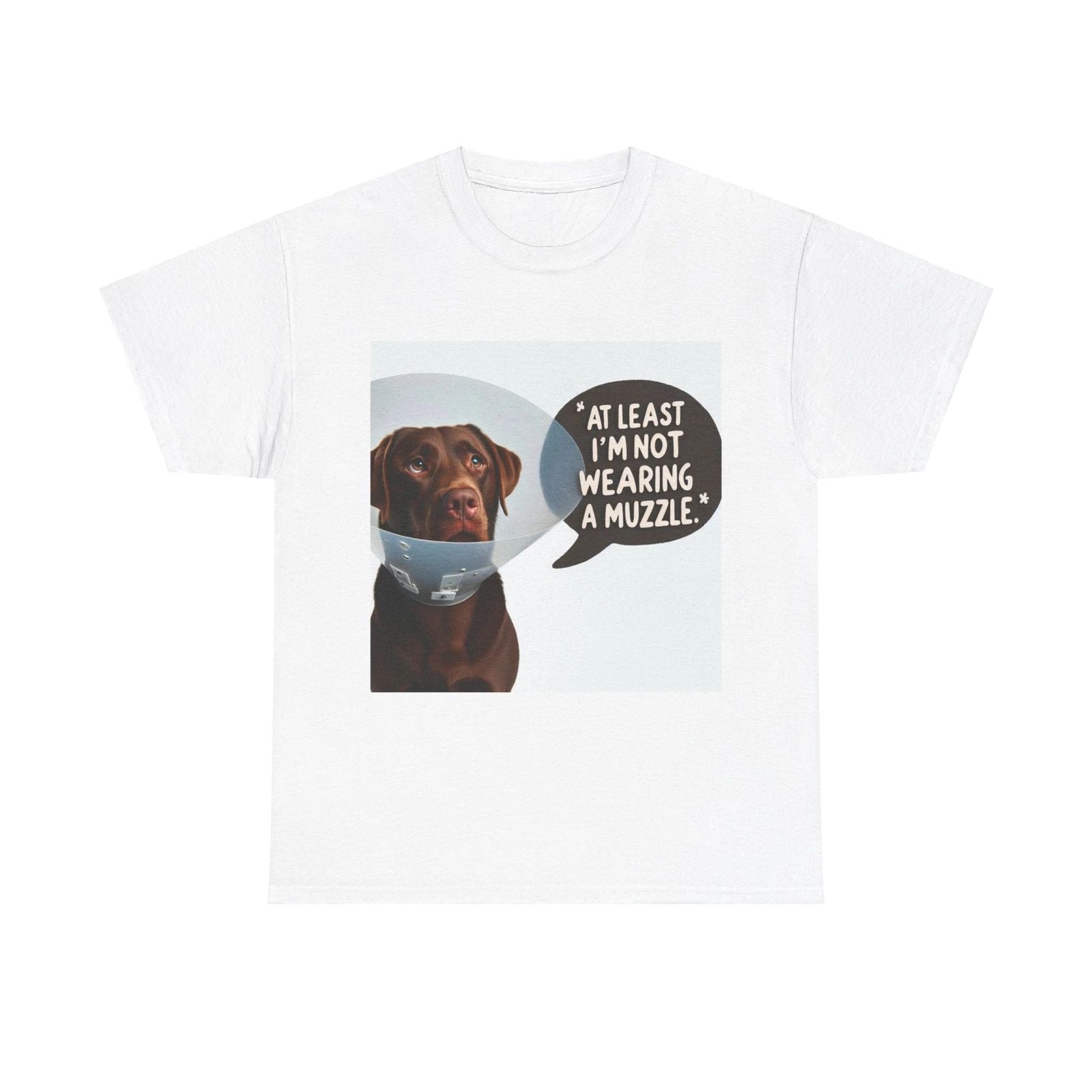 Unisex Adult T Shirt Humorous Labrador Protective Cone Lab Dog Pet Lover Humor