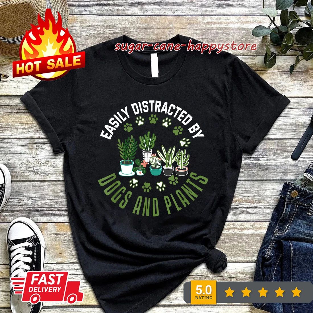 Plants and Dogs Shirt Funny Plant Lover Dog Lover Plant T-Shirt S-3XL