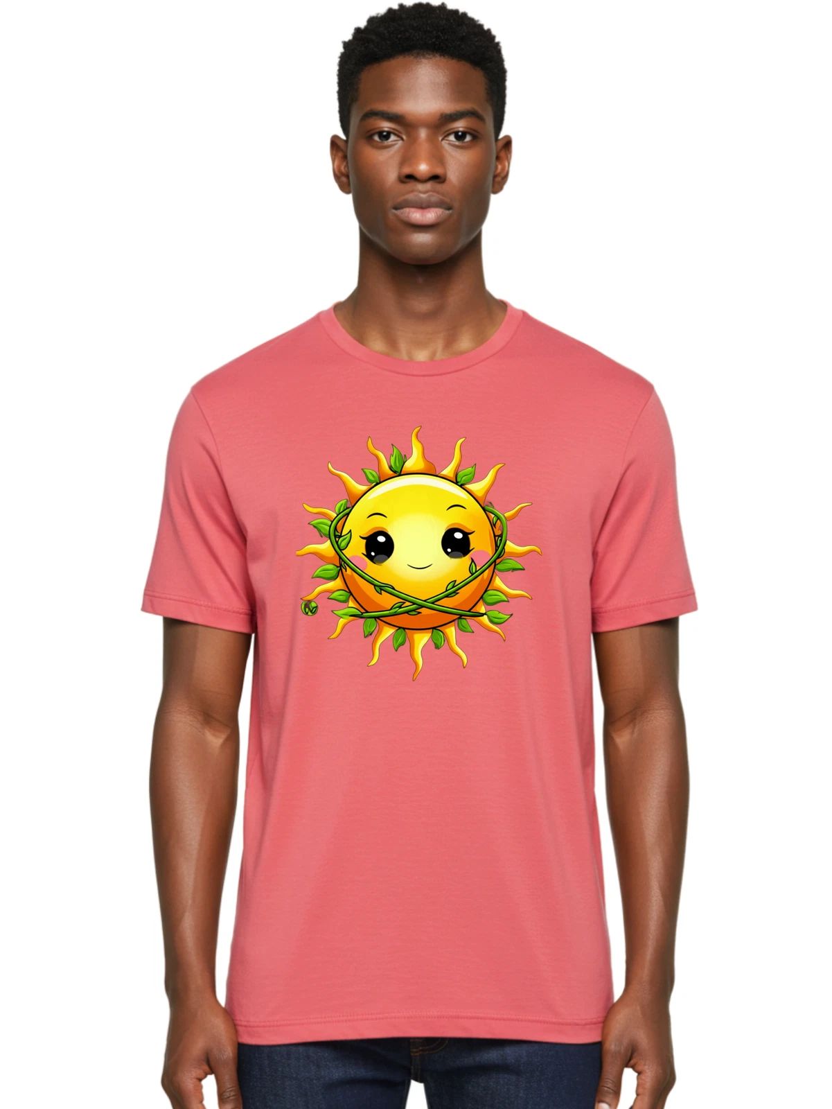 Kawaii-Sun Mens Graphic Tee, 100% Cotton, Casual Summer Wear