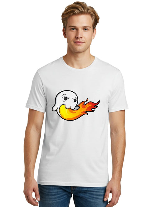 Angry-Ghost Mens Graphic Tee, 100% Cotton, Casual Summer Wear
