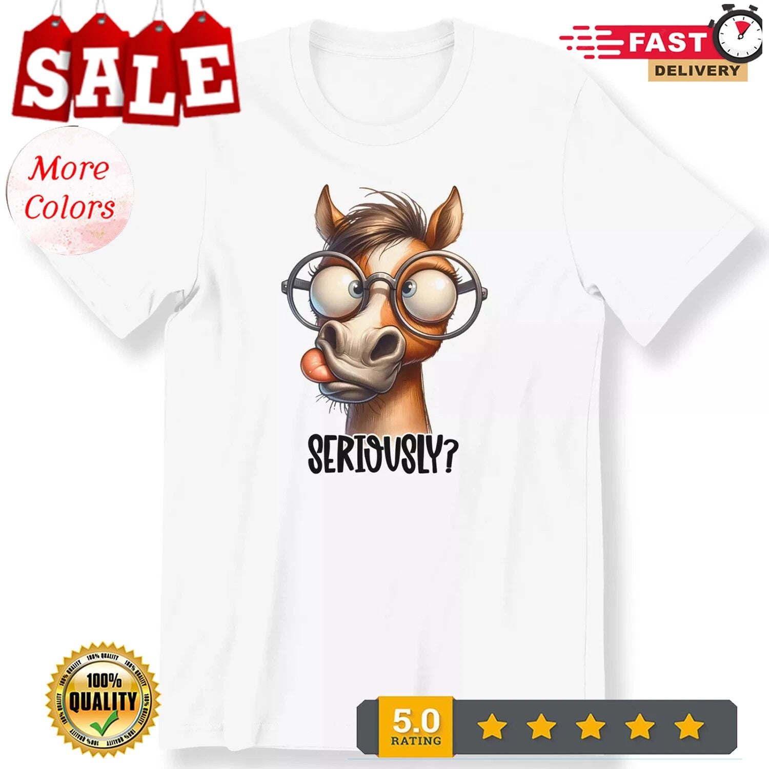 NEW/Funny Horse Seriously Men Ladies T-shirt Funny Slogan Horse Lovers Gift Tee
