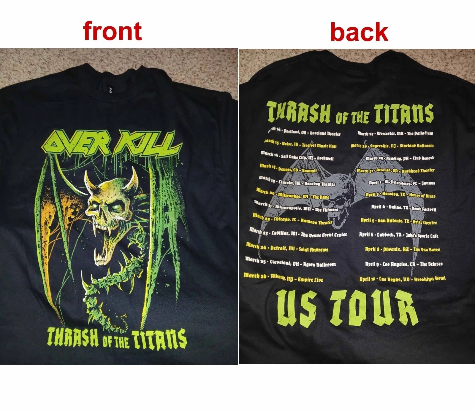 Overkill Thrash Of The Titans US Tour 2026 With Testament reprint T-Shirt