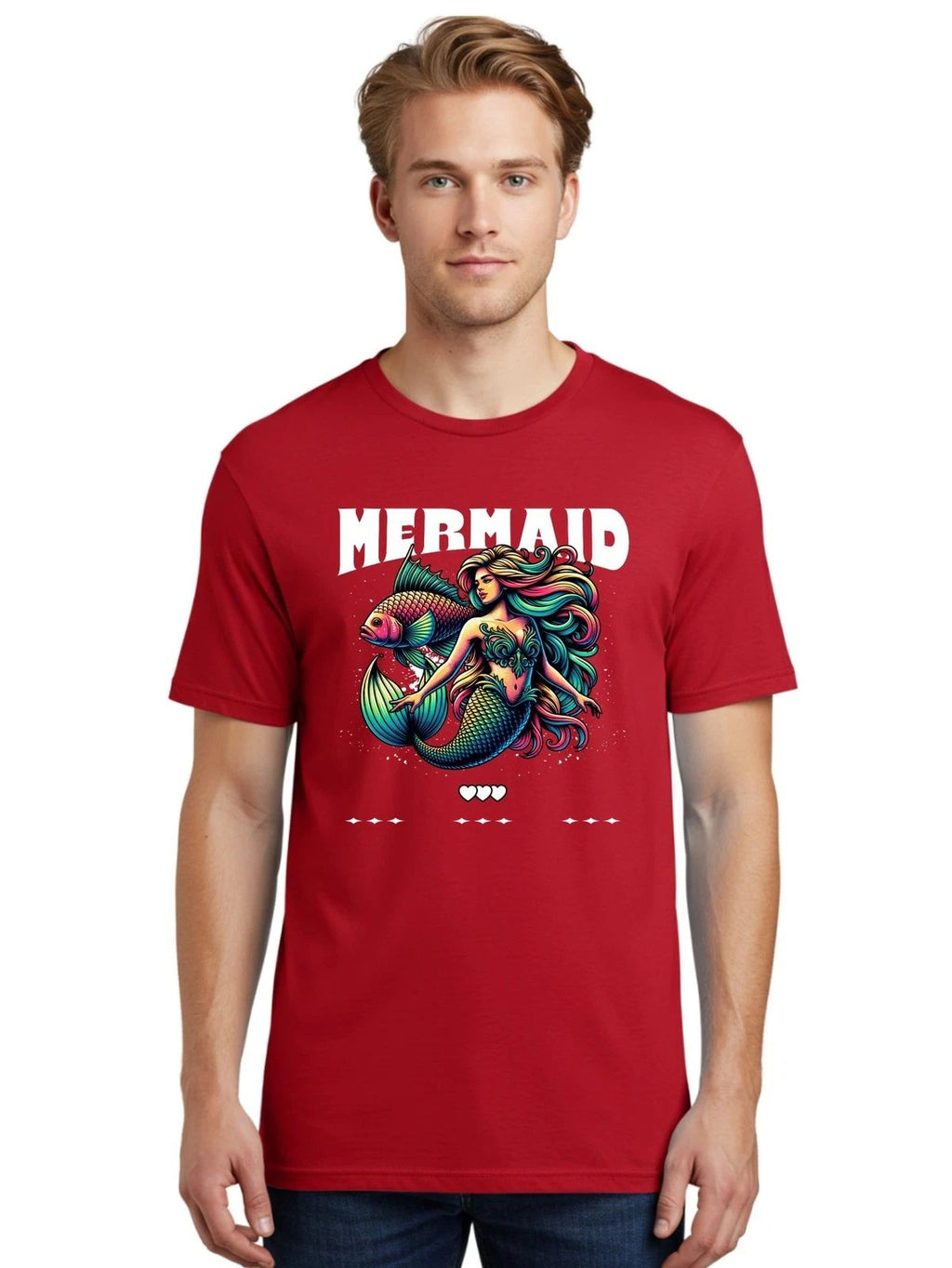 Mermaid Mens Graphic Tee,100% Cotton,Casual Summer Wear