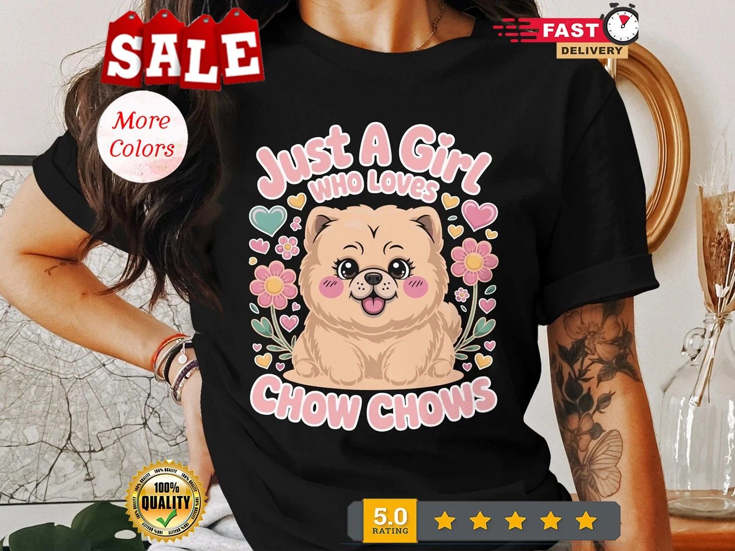 Just a Girl Who Loves Chow Chows T-Shirt, Cute Dog Lover Gift Tee for Women