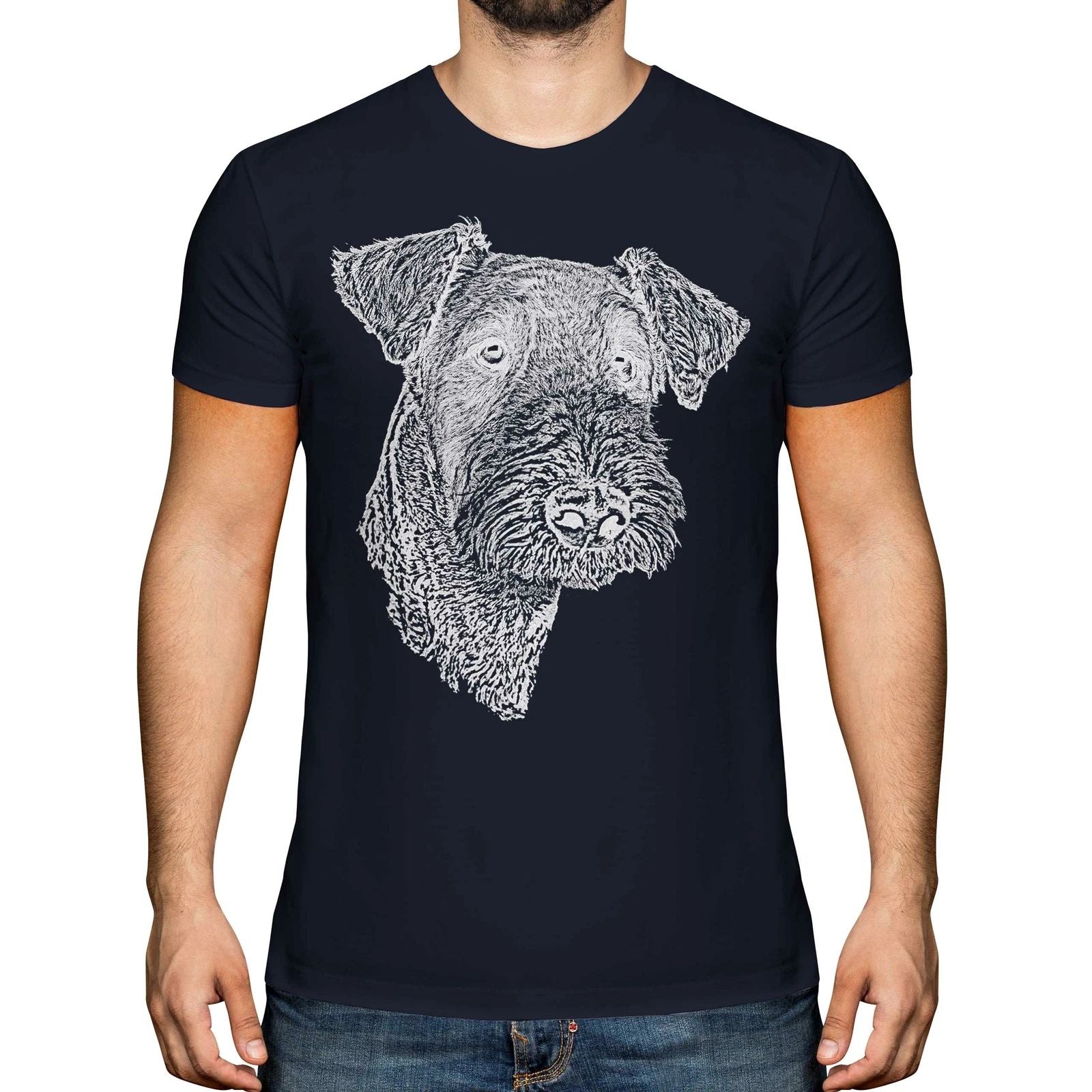 AIREDALE TERRIER SKETCH MENS PRINTED T-SHIRT TOP GREAT GIFT FOR DOG LOVER