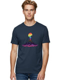 Rainbow-Volcano Mens Graphic Tee, 100% Cotton, Casual Summer Wear