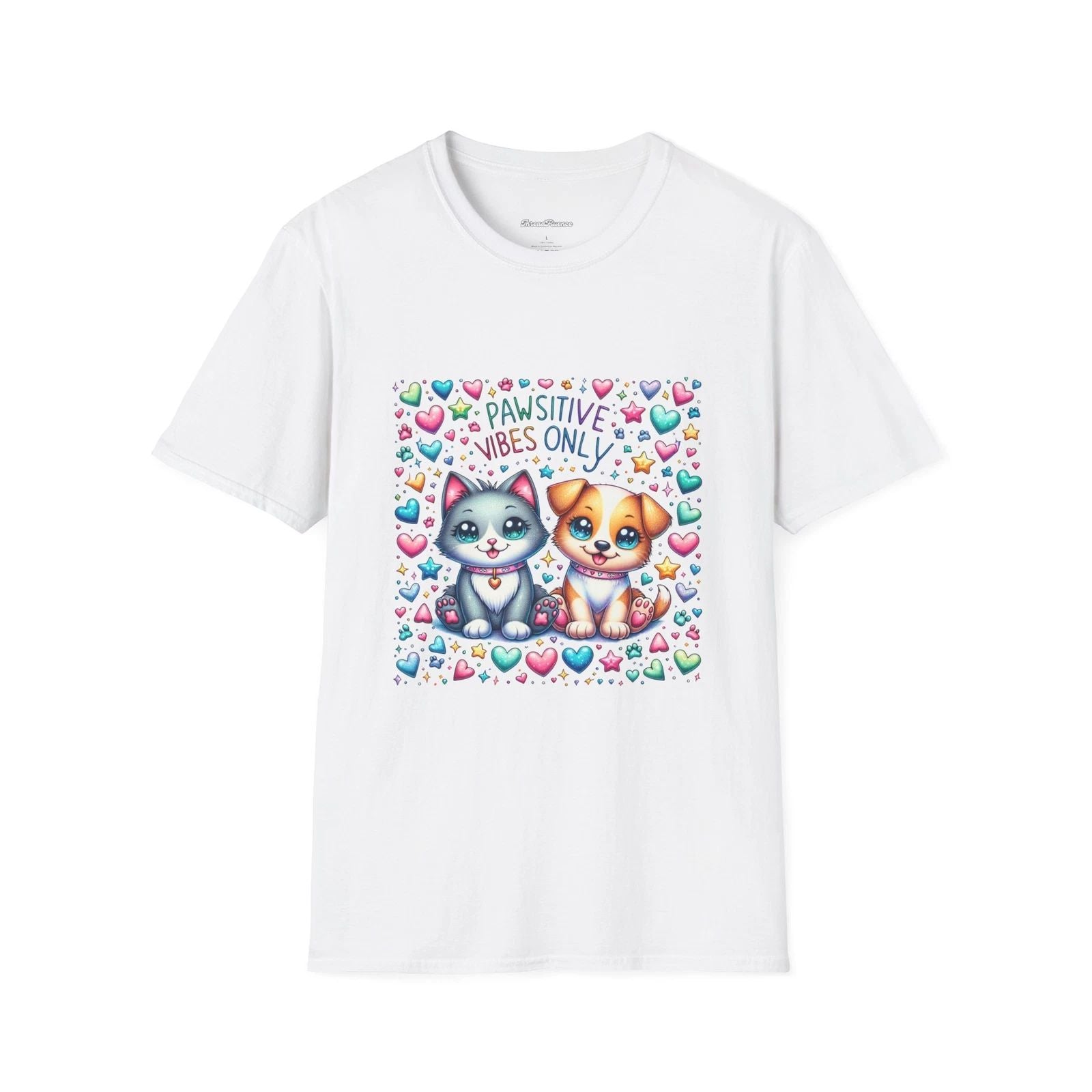 Pawsitive Vibes Softstyle T-Shirt, Cute Animal Lover Tee, Positive Vibe Shirt