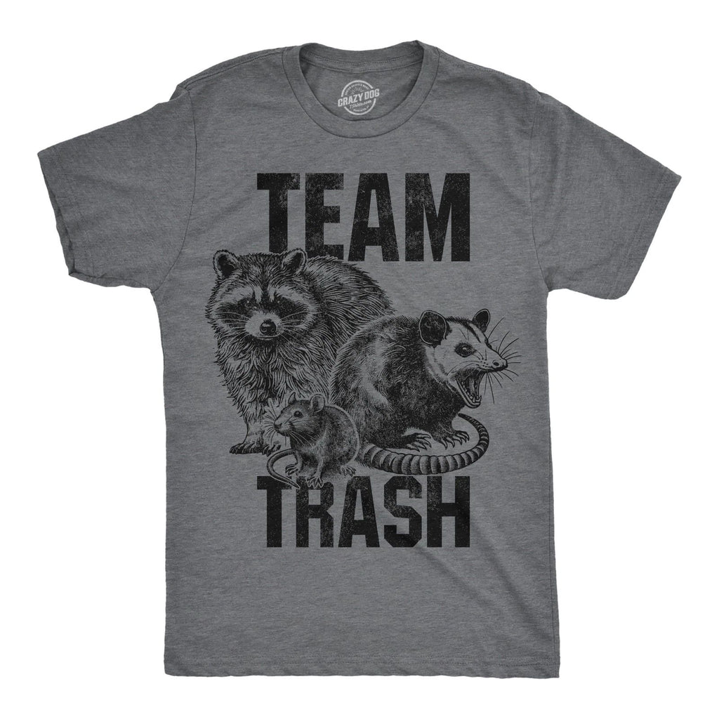Mens Funny T Shirts Team Trash Sarcastic Raccoon Graphic Novelty Tee For Men