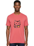 Cat-Drinking-Coffee-1 Mens Graphic Tee, 100% Cotton, Casual Summer Wear