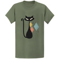 Gildan 5000 Mid Century Atomic Cat T-Shirt - Retro Vintage Cat Lover Gift Tee