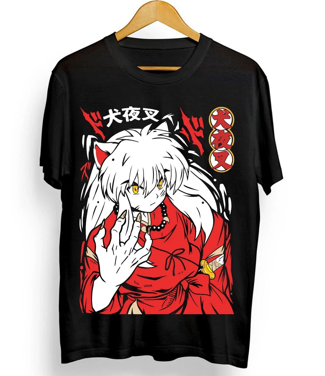 Inuyasha Sesshomaru T-shirt Red Moon Inu Yasha Kawaii Anime Tee All Size
