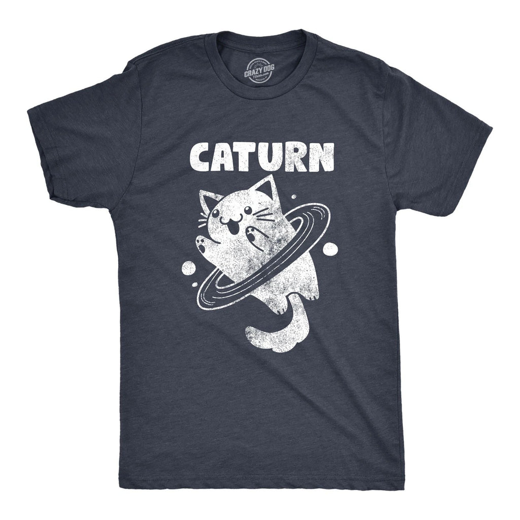 Mens Caturn T Shirt Funny Cute Saturn Kitten Planet Rings Outerspace Tee for