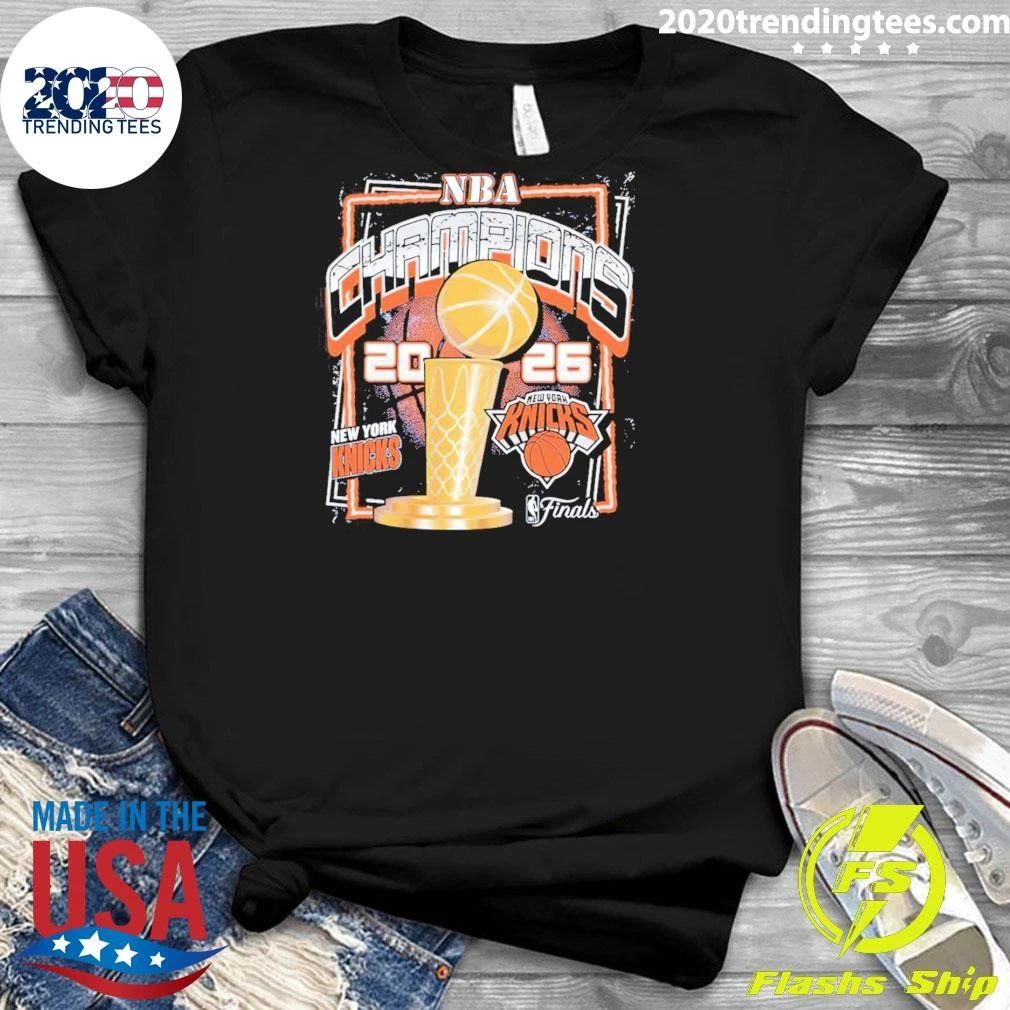 New York Knicks NBA Champions 2026 Finals Logo and Trophy Shirt