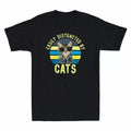 Easly Distracted By Cats Funny Cat Lover Vintage Men's T-shirt Cotton Black