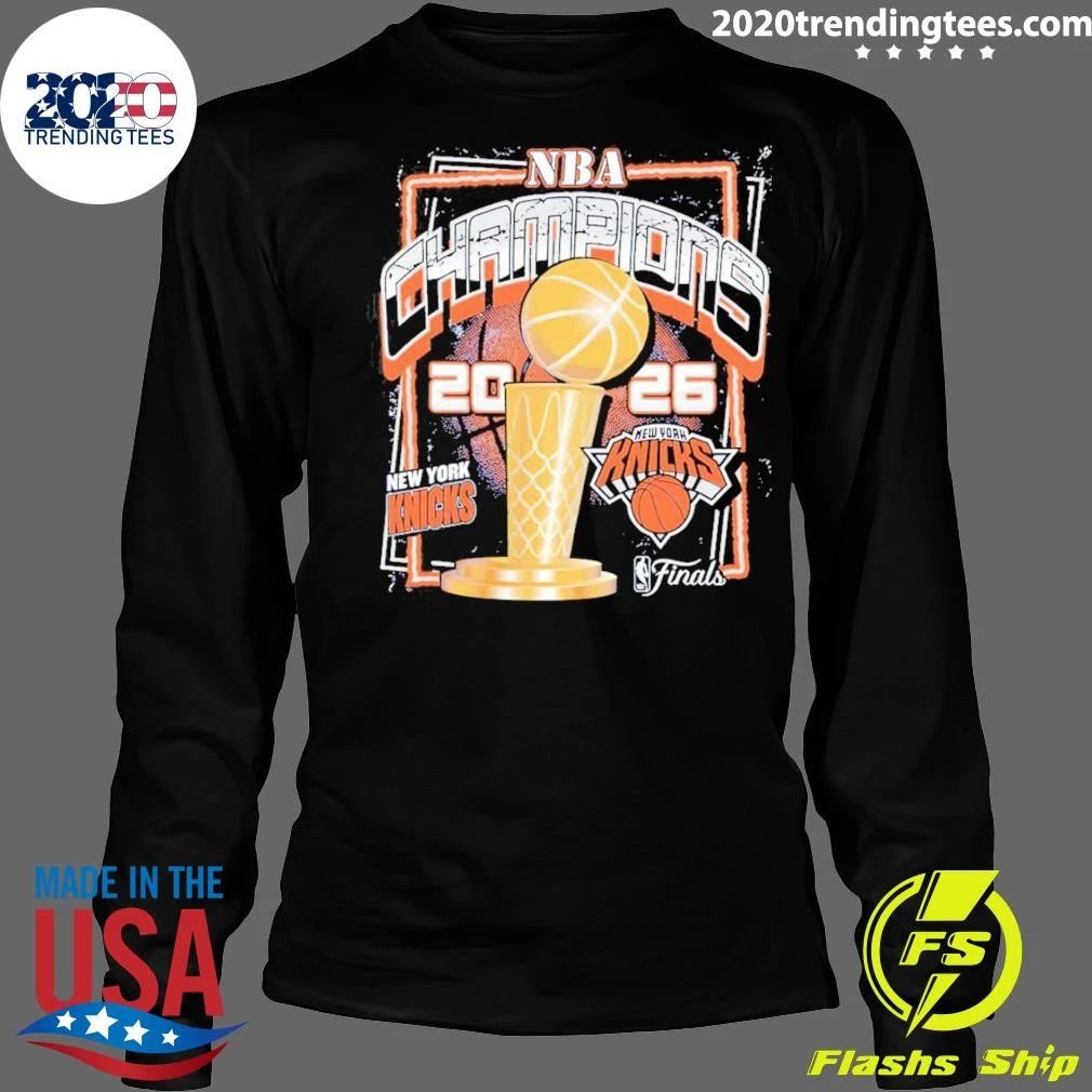 New York Knicks NBA Champions 2026 Finals Logo and Trophy Shirt