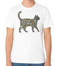 Floral Pattern Cat Art Graphic Unisex T-Shirt Elegant Animal Lover Tee
