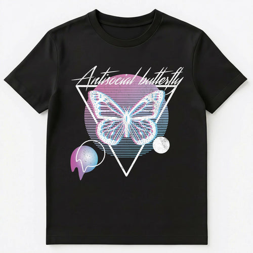 Antisocial Butterfly Retro Vaporwave Aesthetic Art Style Unisex T-Shirt