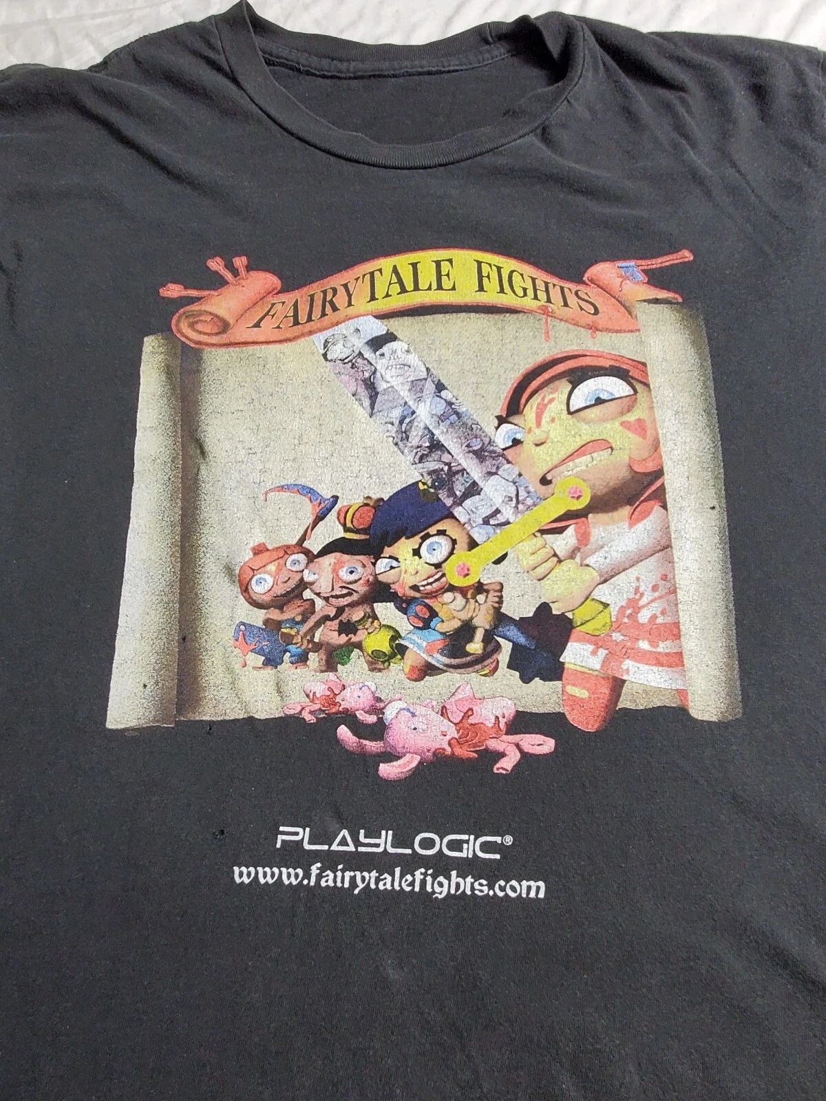Fairytale Fights Playlogic m Medium Black Cartoon Tee T-Shirt Fantasy