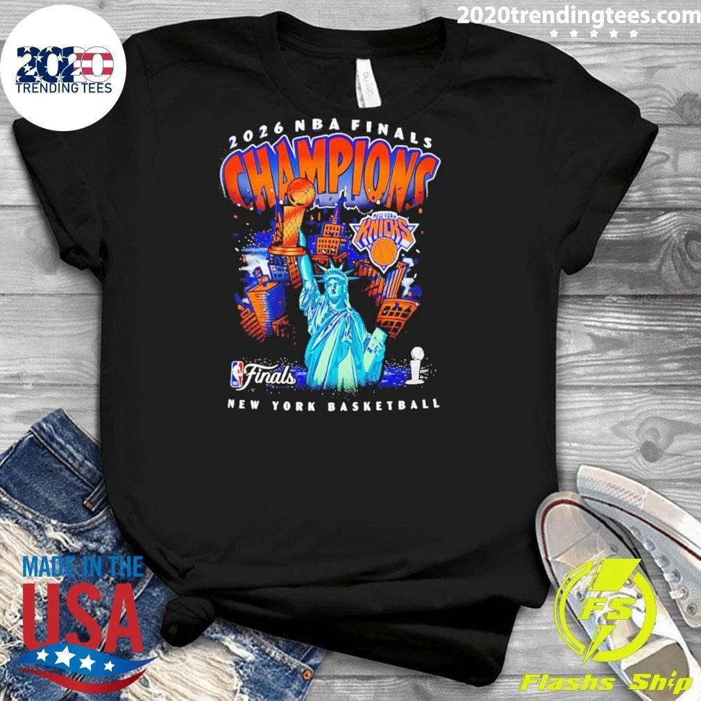 New York Knicks 2026 NBA Finals Champions Statue of Liberty NYC Skyline Shirt