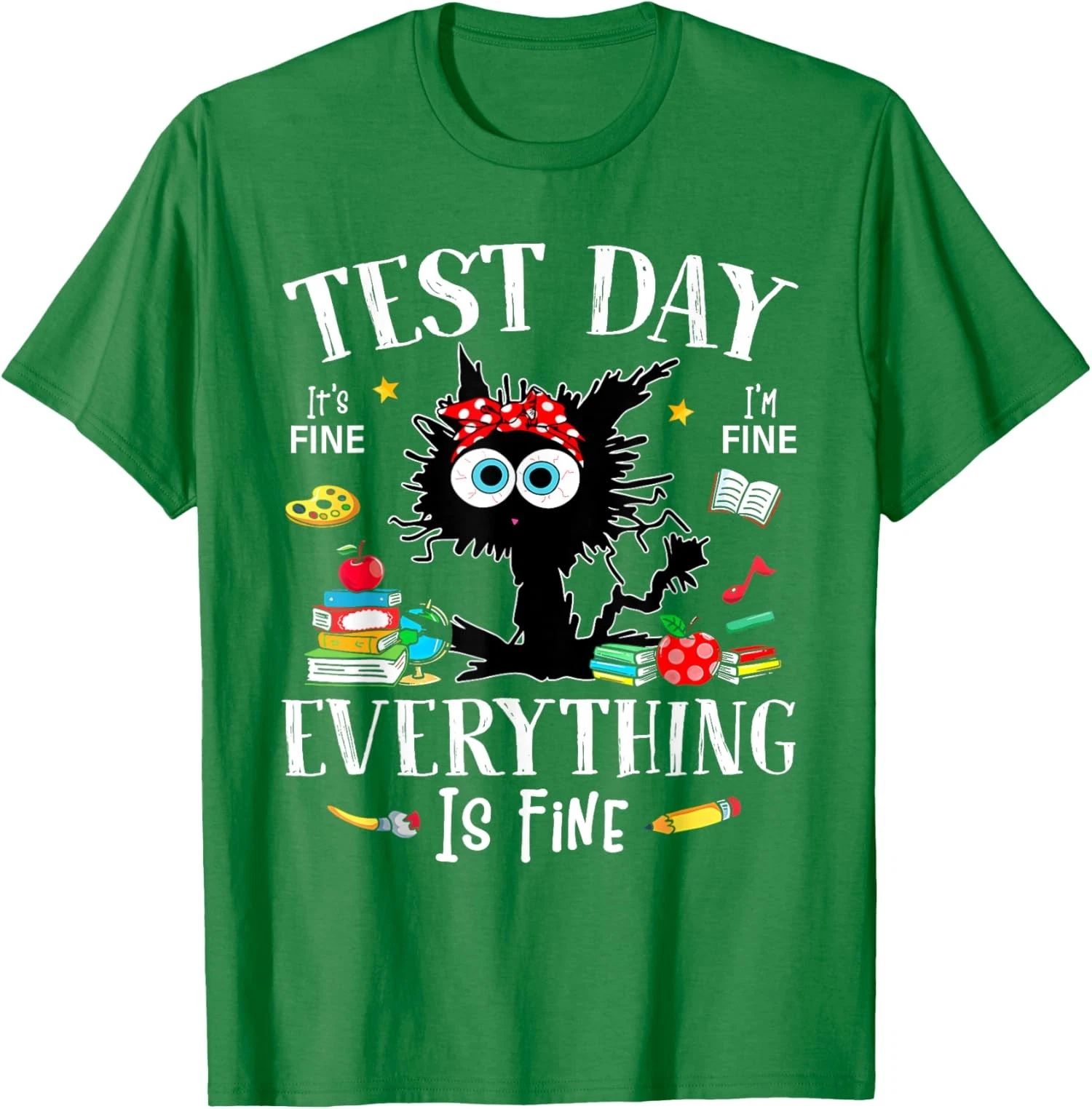 Testing Day Funny Cat Lover Present Students School Unisex T-Shirt