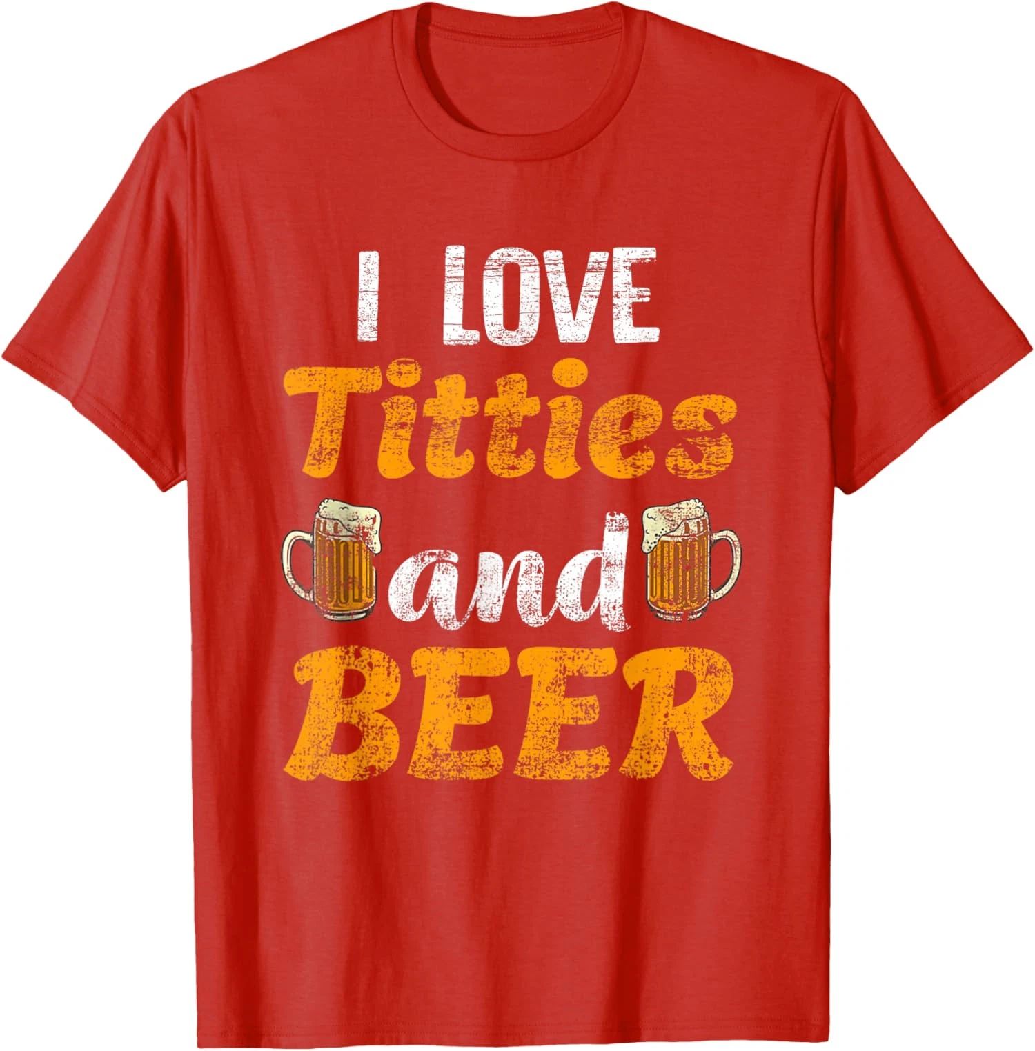 I Love Titties And Beer Funny Lovers Drink Retro Unisex T-Shirt