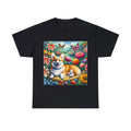 Unisex Adult T Shirt Corgi Floral Garden Butterfly Cute Puppy Tee Dog Lover
