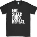 Eat Sleep Judo Repeat T-Shirt Funny Martial Arts Hobby Sports Fitness Tee