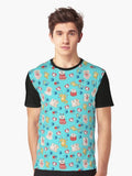 Cute Dog Pattern With Jade Background Graphic T-Shirt,dog lover shirts, gifts fo