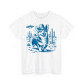 Western Cowboy Dog Smoking with UFO Corgi Dog Funny Unisex T-Shirt