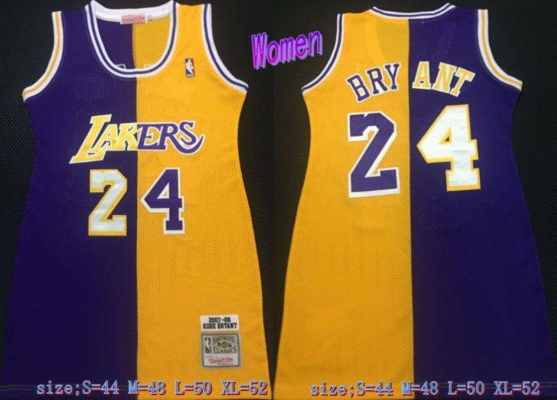 women los angeles lakers #24 kobe bryant Lakers 24 # Kobe Yin-Yang Edition Purple + Yellow Edition Women Dress Size s-x