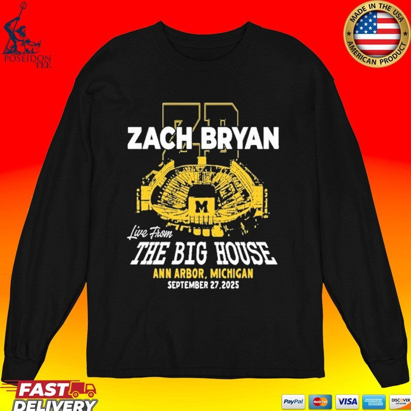 Zach Bryan The Big House Ann Arbor Michigan Wolverines September 27 2025 T-shirt